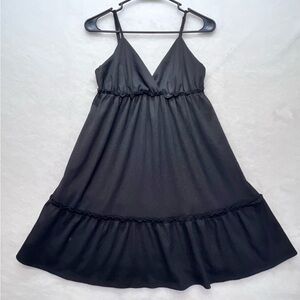 H&M black A-Line Tiered Ruffle baby doll dress-M